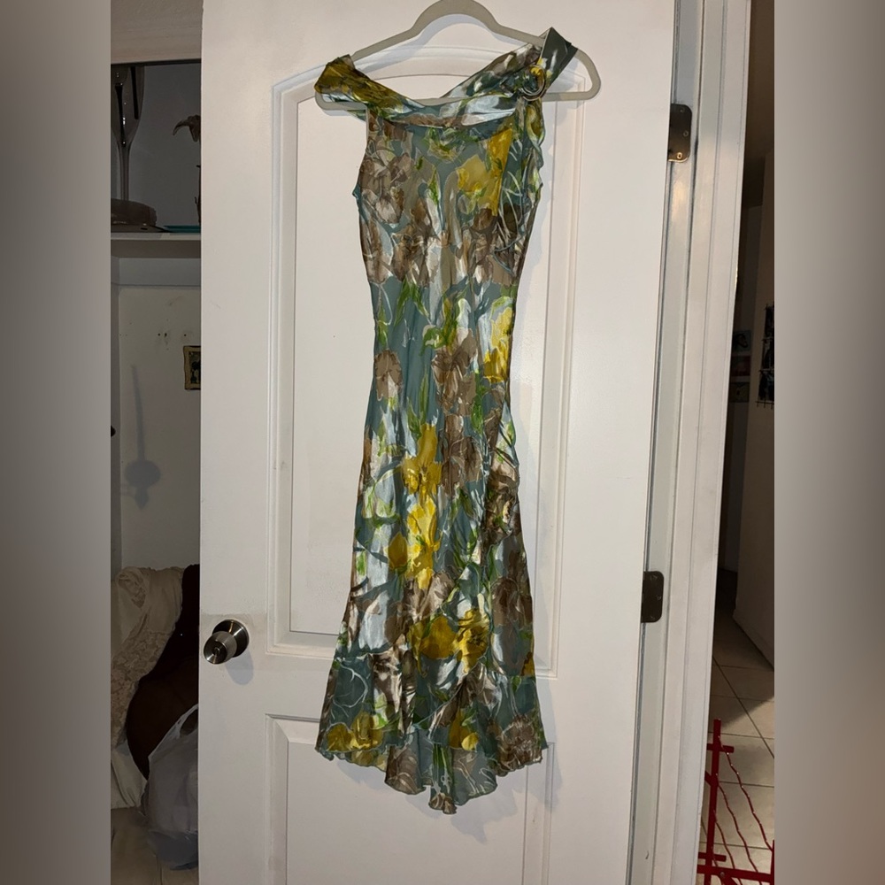 Alessia Blue and Yellow One Shoulder Dress